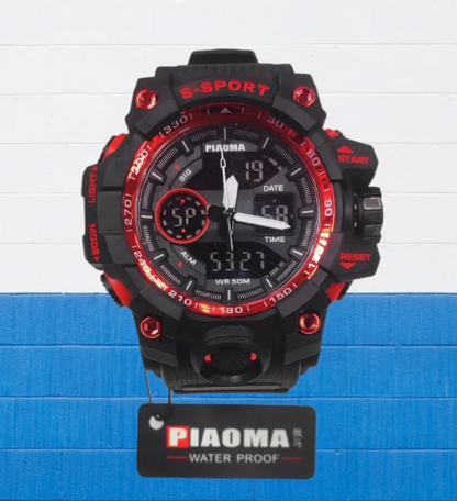 Sport Watch Waterproof S-Sport Watch 4 Colours Piaoma Dual Time