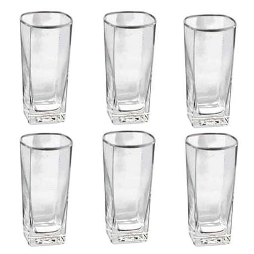 6Pcs Water Glasses Square Base Drinking Glass Set (Red Cherry)