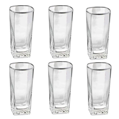 6Pcs Water Glasses Square Base Drinking Glass Set (Red Cherry)