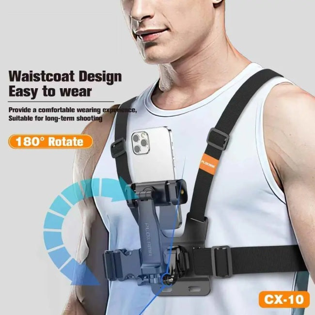 Plokama CX-10 Action Camera Chest Mount Harness Strap for Gopro Camera & Phones