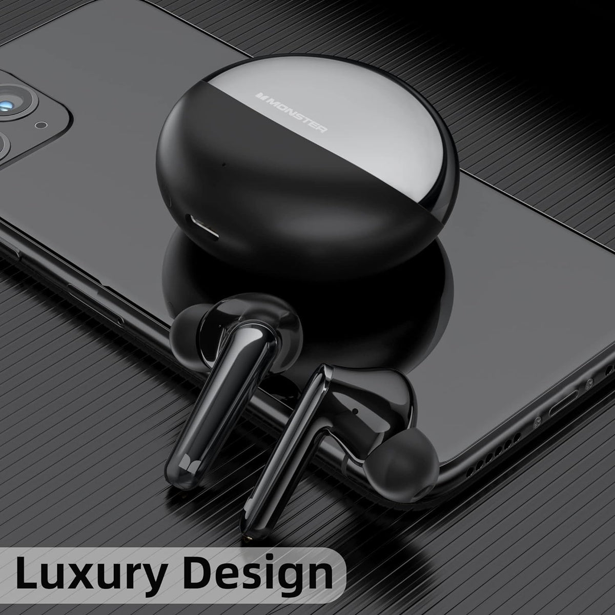 Monster N-Lite 203 AirLinks Wireless Earbuds Bluetooth Headphones HiFi Stereo, Wireless Earphones with 30H Playback, Type-C Charging, HD Clear Call