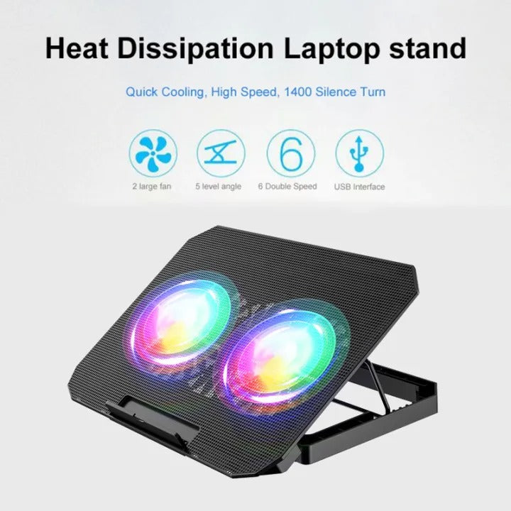 N33 Gaming Laptop Cooling Pad 15–17 Inch | Dual 140Mm Fans | RGB Cooling Stand