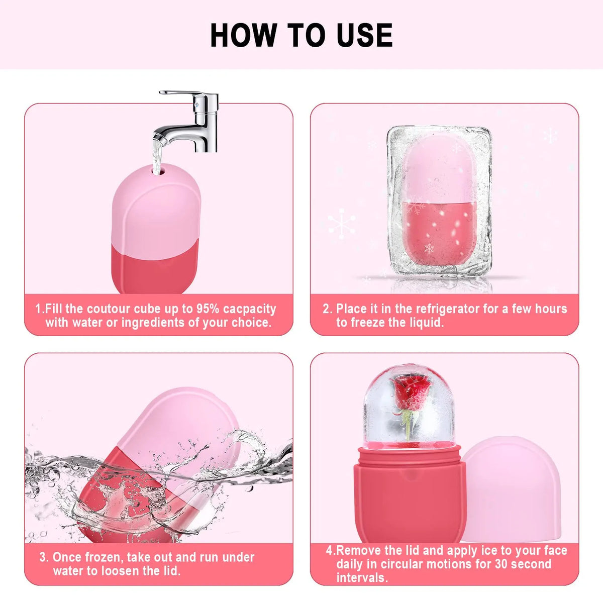 Silicone Ice Cube Roller Face Massager | Skin Contouring & Eye Puffiness Treatment Tool