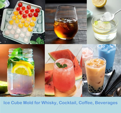 1PC Premium Plastic Ice Cube Tray 33-Cavity Round Diamond Design Food-Grade Plastic for Cocktails