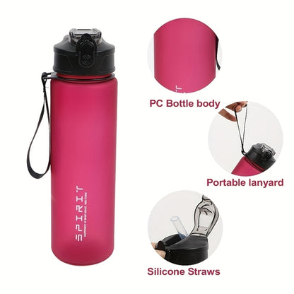 Grinkwell 26Oz Frosted Sports Water Bottle – Leakproof BPA-Free Bottle with Silicone Straw