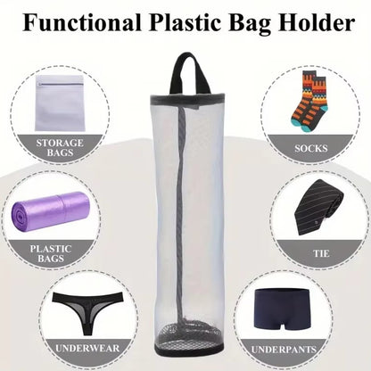 1Pc Foldable Mesh Plastic Bag Holder – Breathable, Washable Hanging Storage Dispenser for Kitchen