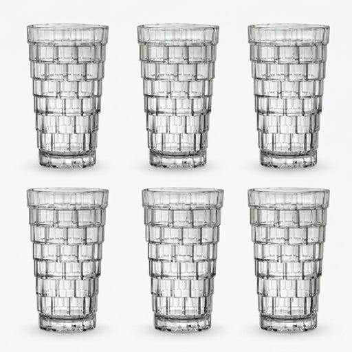 6Pcs- Stack Crystal Highball Cup Set , 380Ml - Transparent