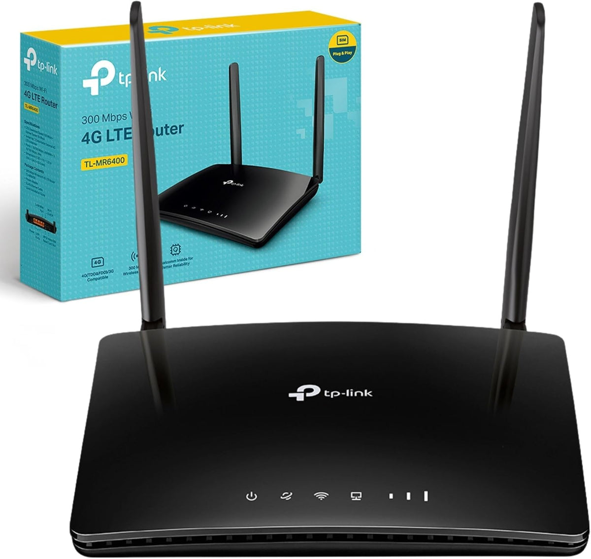 TP-Link MR6400 300 Mbps Wireless N 4G+Cat 4 LTE Router, 4G Network SIM Slot Unlocked, With WAN Connection, No Configuration required, Parental Control