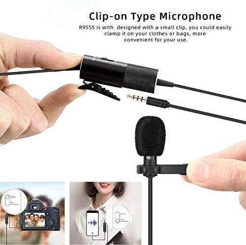 YANMAI R955S Lavalier Condenser Microphone for Camera Mic for Audio Recording