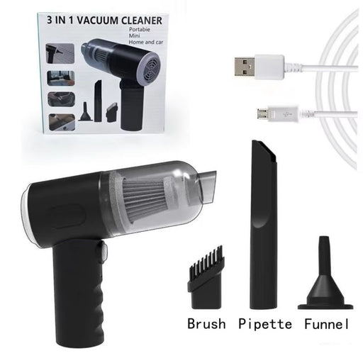 Efficient Cordless USB 3 in 1 Car Vacuum Cleaner with Portable Charging Function