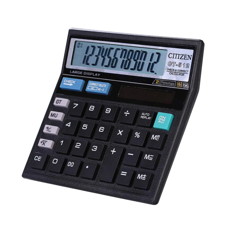 Citizen 12-Digit Calculator CT-500 with Check & Correct, Solar Dual Power