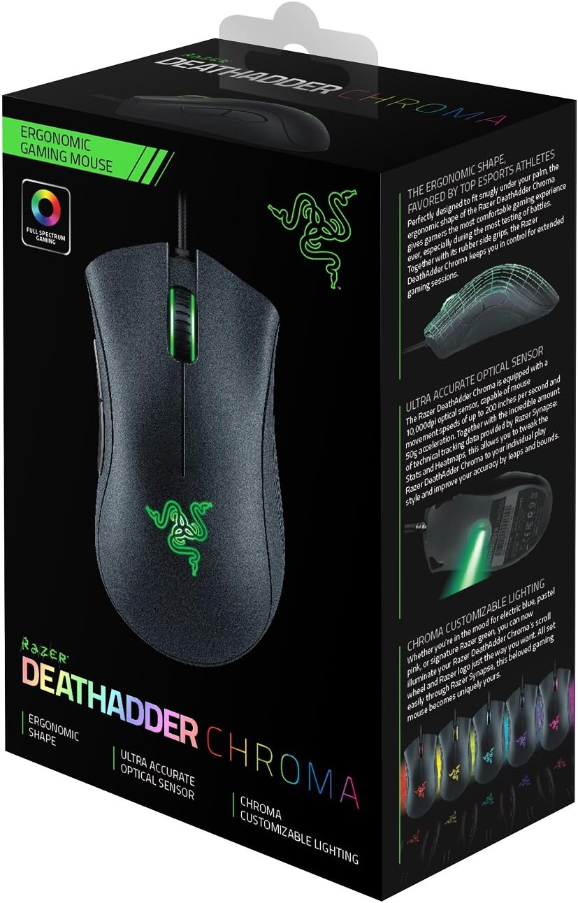 Razer Death Adder Chroma - Multi-Color Ergonomic Gaming Mouse