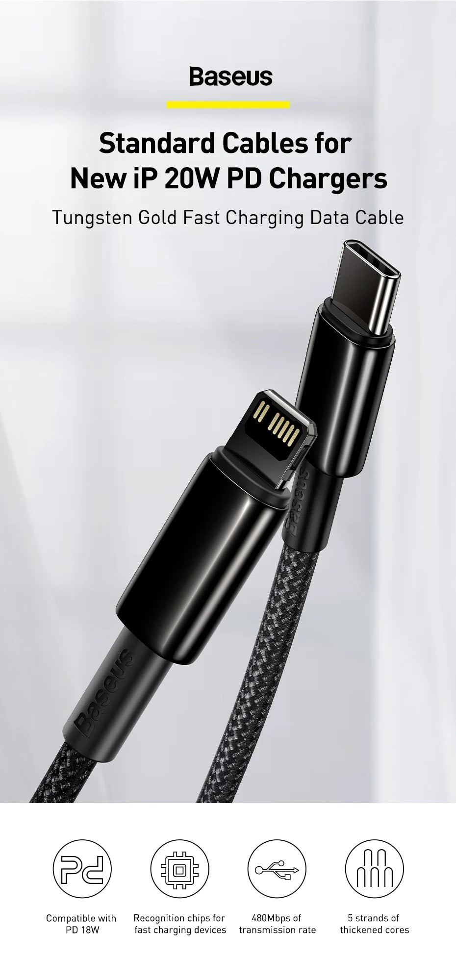 Baseus Tungsten Gold Fast Charging Data Cable Type-C to iP PD 20W