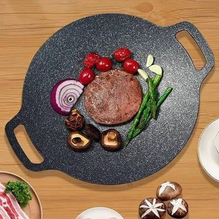 Non-Stick Round Grill Plate for Cooking Roti, BBQ Sausage, Seafood, Vegetables