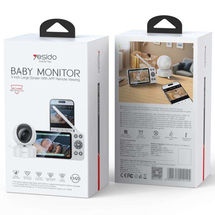 Yesido KM28 5 Inch LCD Screen 2.4G WiFi Baby Monitor Care Camera Two-way Audio Call Wifi Wireless Cameras