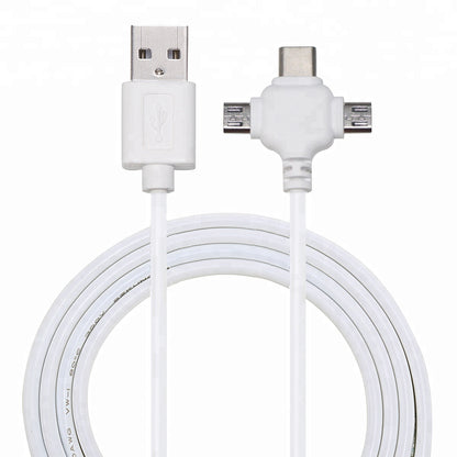 High Quality Fast Charging 3 in 1 Charger Cable For IOS Micro USB & Type C - White