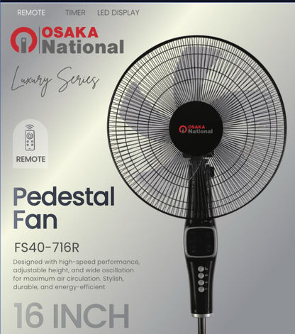 High Speed Remote Stand Fan 16" 5 Blade