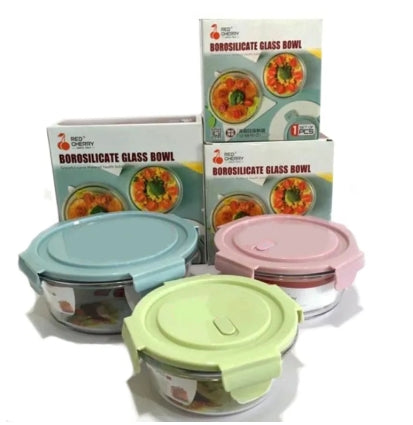 Borosilicate Glass Food Storage Bowl Airtight & Leak-Proof- ( ROUND) Microwave Safe Glass Containers