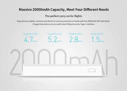 20000mAh Power Bank - White