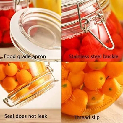 Square/Hexagonal Glass Food Storage Jars with Airtight Clamp Lids
