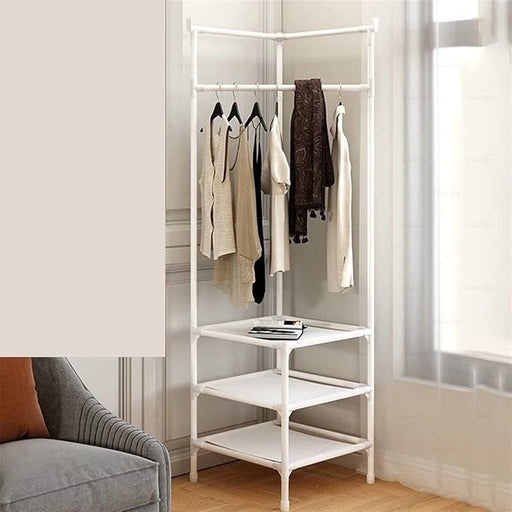 3 Layer Clothing Storage Rack Shelf Removable Floor Standing Clothes Hanger MultiFunction Corner