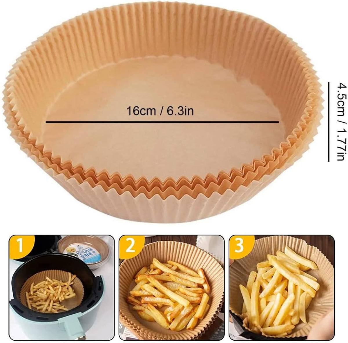Air Fryer Disposable Paper Liners | Non-Stick Waterproof Parchment for Baking (50/100 Pcs)