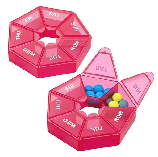 7-Day Circular Pill Organizer – Portable Weekly Medicine Case with Compartments