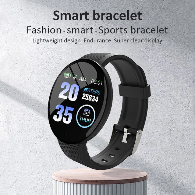 D18 Smart watch Heart Rate Monitor Men's Women's Smartwatch Round Fitness Digital Watches D18 smart Bracelet