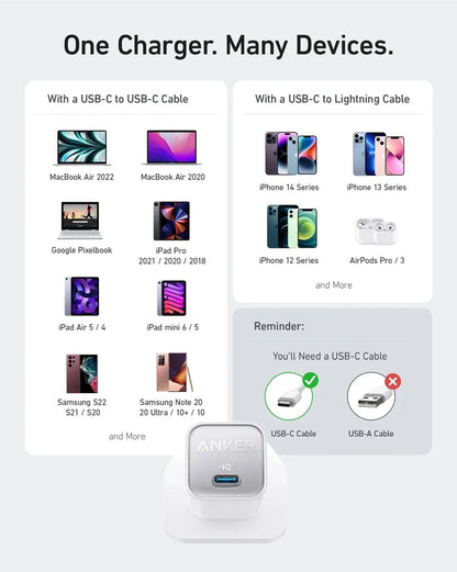 Anker Zolo 20W USB-C Fast Charger PS 3.0 - UK Plug