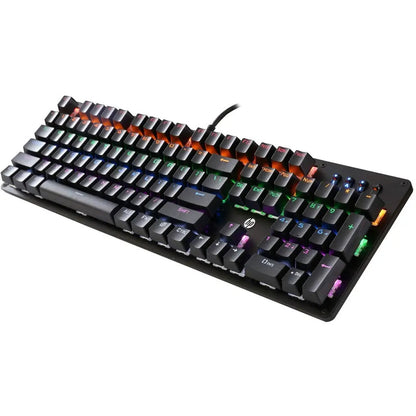 HP GK100F Mechanical Gaming Wired Keyboard with Mixed Backlight, 104 Keys Blue Switch, 60 Million Times Key Life, Metal Pan for PC Office Home