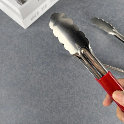 Stainless Steel Kitchen Food Tong with Heat-Resistant Non-Slip Vinyl Coated Handle