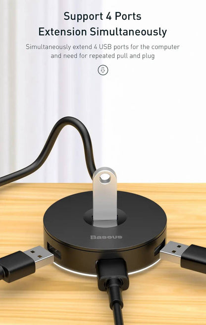 Baseus Round Box HUB Adapter 4 USB 3.0 Ports 5Gbps USB2.0 Support 4TB Hard Drives Hard U Disk