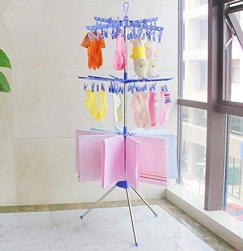 3-Tier Foldable Clothes Drying Rack – Collapsible Garment Stand for Towels, Baby Clothes & Socks