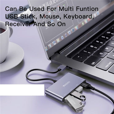 YESIDO HB12 0.15m 4-Port USB 2.0 Hub USB Adapter Dock Station for Data Transfer and Power Charging