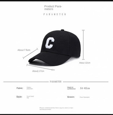 Classic Cotton Baseball Cap – Letter “C”