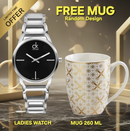 CK Ladies Watch Stainless Steel Quartz Analog Business Casual Wristwatch for Women