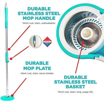 New Magic Mop | 360 Rolling Magic Floor Spin Mop | Bucket Stainless Steel SMT