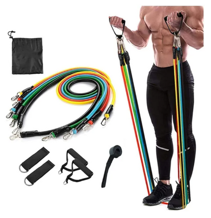 11-Piece Resistance Band Set with Handles | Latex Exercise Tubes for Gym & Home Workouts