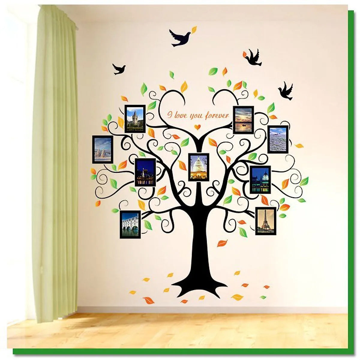 Buy More 8.0 X 5.4 Feet Family Photo Album Frame Tree Butterfly Bird sticker plants room wallpaper bedroom nursery window No Radium stars star wall stickers wall decoration flower butterfly wedding decoration birthday kids room Wall Stickers