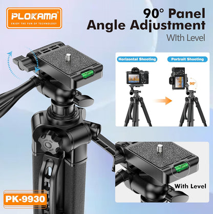 Plokama PK-9930 – 150CM Tall, 360° Rotating Tripod with Bluetooth Remote, Phone Holder & Carry Bag