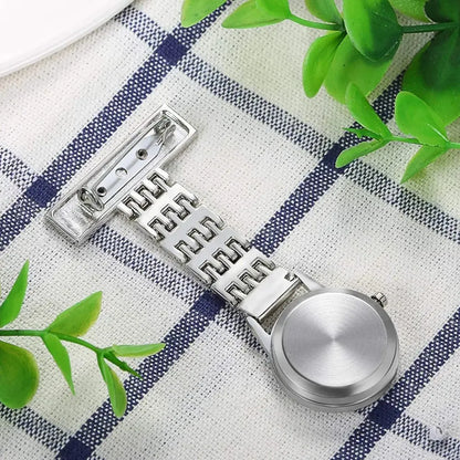 Stainless Steel Nurse Pocket Watch - Arabic Numerals Quartz Brooch Fob Watch
