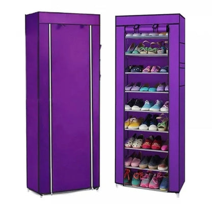 9-Layer Simple Shoe Rack Cabinet Nonwoven Dustproof Hallway Shoes Storage Organizer