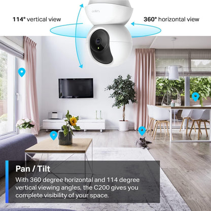 TP-Link Tapo C200 Pan/Tilt Security Camera for Baby Monitor, Pet Camera w/Motion Detection, 1080P, 2-Way Audio, Night Vision, Cloud & SD Card Storage, Works with Alexa & Google Home