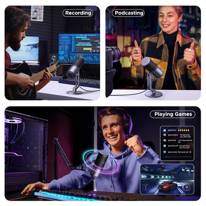 UGREEN CM769 USB Desktop Microphone with RGB Lights, Mute Button, 24bit/96kHz, Cardioid Polar Pattern, Volume Control, Condenser Microphone for Streaming, Gaming, Podcasting, Recording, Laptop, PS5