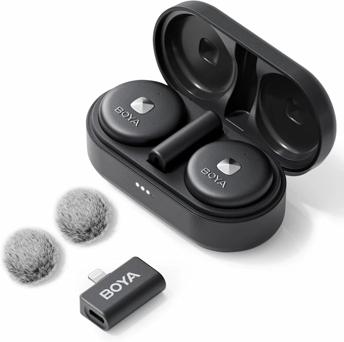 BOYA Omic-D Wireless Lavalier Microphone for iPhone MFi Certified, Noise Cancelling Lapel Mic Wireless with Magnetic Clip iPh