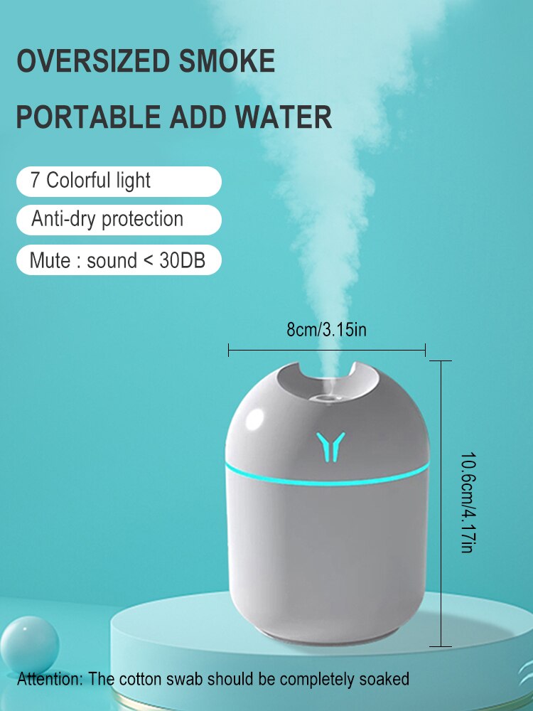 250ML Mini Air Humidifier USB Mute Humidifier Aromatherapy Desk Bedroom Portable Car Purifier