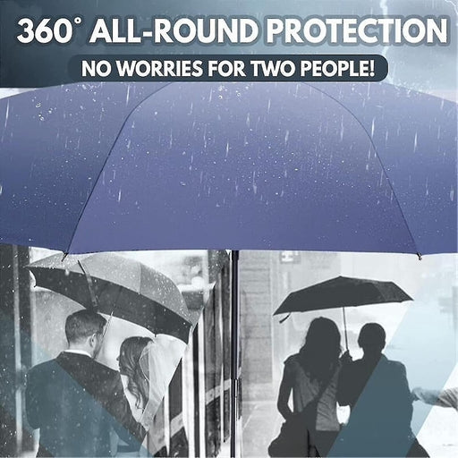 Heavy-Duty Folding Umbrella with Torch and Button Control, Built-in LED Light for Night Visibility