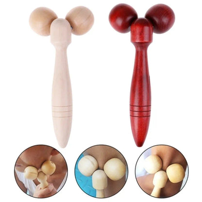 1Pc Wooden Eye Face Roller Health Care Massager Primary Wood Color Relaxing Neck Chin Slimming