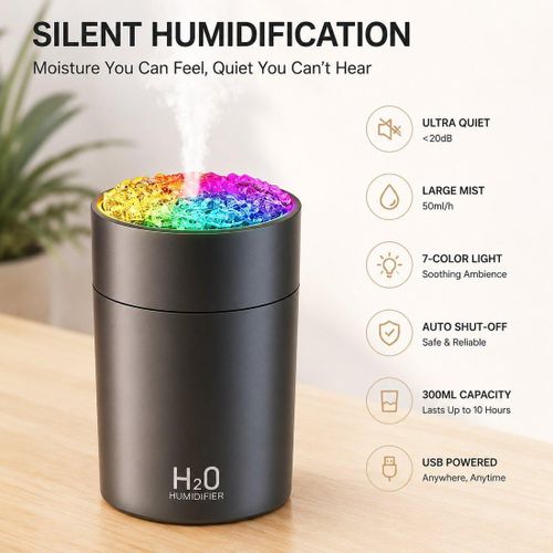 500Ml Mini Portable Colorful LED Night Light Ultrasonic Air Humidifier USB Mist Maker Water Drop H20