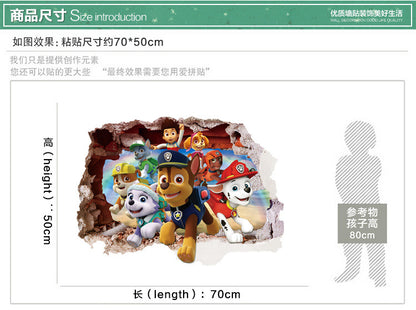 PAW Dog Patrol Wall Sticker Cartoon 3D Effect Decorative Wall Decal Home Decor Gifts for Kids Rooms Nursery room wall decoration children toys kids stickers